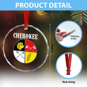 Cherokee Cultural Pride Crystal Glass Ornament Native American Medicine Wheel Art