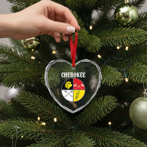 Cherokee Cultural Pride Heart Crystal Glass Ornament Native American Medicine Wheel Art