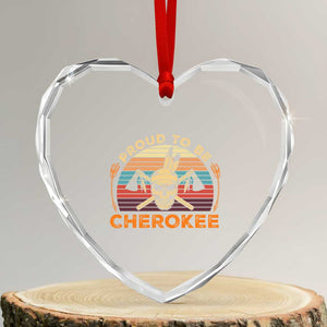 Cherokee Heritage Pride Heart Crystal Glass Ornament Vintage Native American Warrior Skull