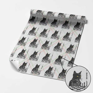 Chess Lover Wrapping Paper Roll I Never Lose Either I Win Or I Learn Elegant Cool Cat