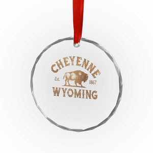 Cheyenne Wyoming Est 1867 WY Bison Cowboy State Pride Crystal Glass Ornament