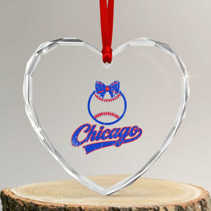 Chicago Coquette Bow Heart Crystal Glass Ornament Cute Girls Kids Women Baseball Fans TS10 Transparent Glass 3'' Heart Print Your Wear