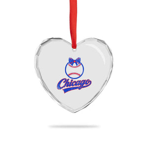 Chicago Coquette Bow Heart Crystal Glass Ornament Cute Girls Kids Women Baseball Fans TS10 Print Your Wear