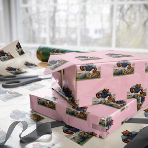 Football Rival Gift Wrapping Paper Roll Fierce Br Defeating Lio TS12 Light Pink Print Your Wear