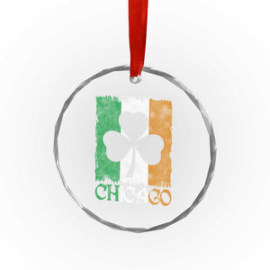 Chicago IL St Patricks Day Crystal Glass Ornament Distressed Shamrock Vintage Irish Flag TS11 Print Your Wear
