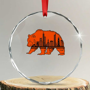 Chicago Skyline Bear Crystal Glass Ornament Windy City Pride True Lover Sports Fan TS02 Transparent Glass 3'' Circle Print Your Wear