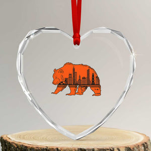 Chicago Skyline Bear Heart Crystal Glass Ornament Windy City Pride True Lover Sports Fan TS02 Transparent Glass 3'' Heart Print Your Wear