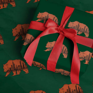 Chicago Skyline Bear Wrapping Paper Roll Windy City Pride True Lover Sports Fan TS02 Green Print Your Wear