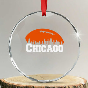 Chicago Skyline Football Graphic Crystal Glass Ornament Bold Windy City Fan Art for Game Days TS02 Transparent Glass 3'' Circle Print Your Wear