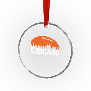 Chicago Skyline Football Graphic Crystal Glass Ornament Bold Windy City Fan Art for Game Days TS02 Print Your Wear