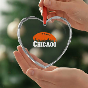 Chicago Skyline Football Graphic Heart Crystal Glass Ornament Bold Windy City Fan Art for Game Days TS02 Print Your Wear