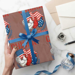 Chicka Boom Boom Patriotic Chicken Wrapping Paper Roll Funny Patriotic 4th of July Red White and Blue Farm TS02 Mocha Print Your Wear