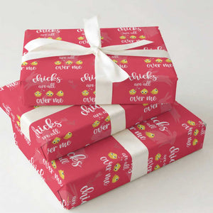 Chicks Are All Over Me Wrapping Paper Roll Funny Easter Kids TS14 Red Print Your Wear