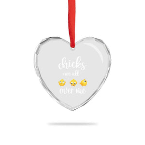 Chicks Are All Over Me Heart Crystal Glass Ornament Funny Easter Kids TS14 Print Your Wear