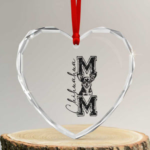 Chihuahua Mom Gift Heart Crystal Glass Ornament Mothers Day Dog Lover TS12 Transparent Glass 3'' Heart Print Your Wear