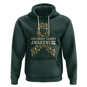 Childhood Cancer Awareness Hoodie Butterfly Gold Ribbon Support Raise TS02 Dark Forest Green Printyourwear