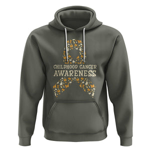 Childhood Cancer Awareness Hoodie Butterfly Gold Ribbon Support Raise TS02 Military Green Printyourwear