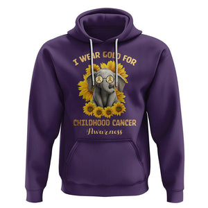 Childhood Cancer Awareness Hoodie Flowers Elephant I Wear Gold For TS02 Purple Printyourwear
