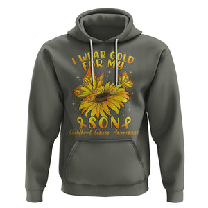 Childhood Cancer Awareness Hoodie I Wear Gold For My Son Sunflower TS02 Military Green Printyourwear