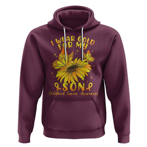 Childhood Cancer Awareness Hoodie I Wear Gold For My Son Sunflower TS02 Maroon Printyourwear