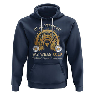 Childhood Cancer Awareness Hoodie In September We Wear Gold Rainbow TS02 Navy Printyourwear