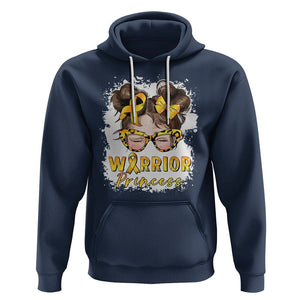 Childhood Cancer Awareness Hoodie Warrior Princess Gold Ribbon Messy Bun Girl TS02 Navy Printyourwear