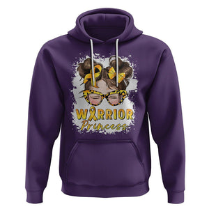 Childhood Cancer Awareness Hoodie Warrior Princess Gold Ribbon Messy Bun Girl TS02 Purple Printyourwear