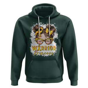 Childhood Cancer Awareness Hoodie Warrior Princess Gold Ribbon Messy Bun Girl TS02 Dark Forest Green Printyourwear