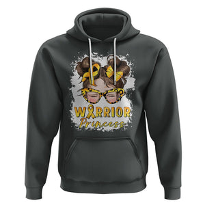 Childhood Cancer Awareness Hoodie Warrior Princess Gold Ribbon Messy Bun Girl TS02 Dark Heather Printyourwear