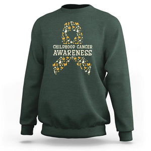 Childhood Cancer Awareness Sweatshirt Butterfly Gold Ribbon Support Raise TS02 Dark Forest Green Printyourwear