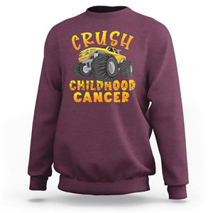 Childhood Cancer Awareness Sweatshirt Crush Childhood Cancer Monster Truck Gold Ribbon TS02 Maroon Printyourwear
