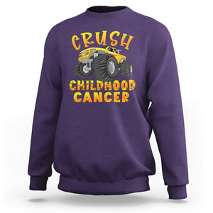 Childhood Cancer Awareness Sweatshirt Crush Childhood Cancer Monster Truck Gold Ribbon TS02 Purple Printyourwear