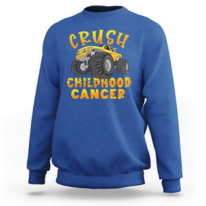Childhood Cancer Awareness Sweatshirt Crush Childhood Cancer Monster Truck Gold Ribbon TS02 Royal Blue Printyourwear
