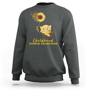 Childhood Cancer Awareness Sweatshirt Elephant Sunflower Gold Ribbon TS02 Dark Heather Printyourwear