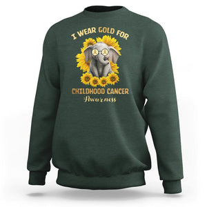 Childhood Cancer Awareness Sweatshirt Flowers Elephant I Wear Gold For TS02 Dark Forest Green Printyourwear