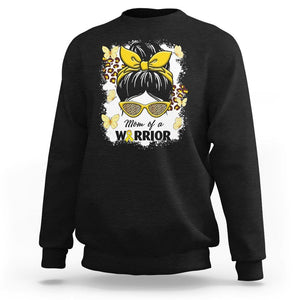 Childhood Cancer Awareness Sweatshirt Mom Of A Warrior Messy Bun Gold Ribbon Support Squad TS02 Black Printyourwear