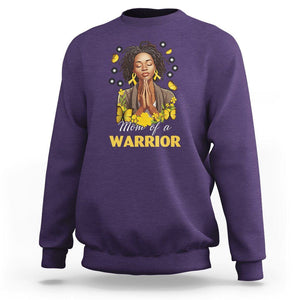 Childhood Cancer Awareness Sweatshirt Mom Of A Warrior Messy Bun Melanin Gold Ribbon Support Squad TS02 Purple Printyourwear