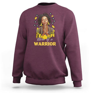 Childhood Cancer Awareness Sweatshirt Mom Of A Warrior Messy Bun Melanin Gold Ribbon Support Squad TS02 Maroon Printyourwear