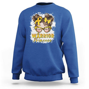 Childhood Cancer Awareness Sweatshirt Warrior Princess Gold Ribbon Messy Bun Girl TS02 Royal Blue Printyourwear