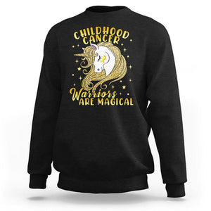 Childhood Cancer Awareness Sweatshirt Warriors Are Magical Unicorn Gold Ribbon TS02 Black Printyourwear