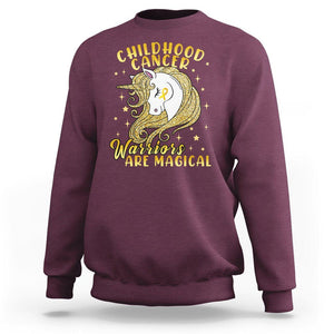 Childhood Cancer Awareness Sweatshirt Warriors Are Magical Unicorn Gold Ribbon TS02 Maroon Printyourwear