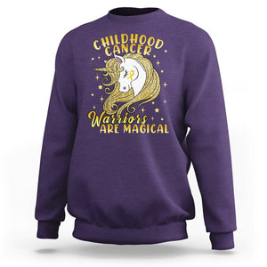 Childhood Cancer Awareness Sweatshirt Warriors Are Magical Unicorn Gold Ribbon TS02 Purple Printyourwear
