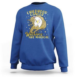 Childhood Cancer Awareness Sweatshirt Warriors Are Magical Unicorn Gold Ribbon TS02 Royal Blue Printyourwear