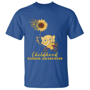 Childhood Cancer Awareness T Shirt Elephant Sunflower Gold Ribbon TS02 Royal Blue Printyourwear