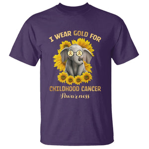 Childhood Cancer Awareness T Shirt Flowers Elephant I Wear Gold For TS02 Purple Printyourwear
