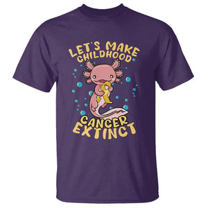 Childhood Cancer Awareness T Shirt Make Extinct Axolotl Pediatric Cancer TS02 Purple Printyourwear