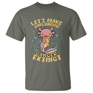 Childhood Cancer Awareness T Shirt Make Extinct Axolotl Pediatric Cancer TS02 Military Green Printyourwear