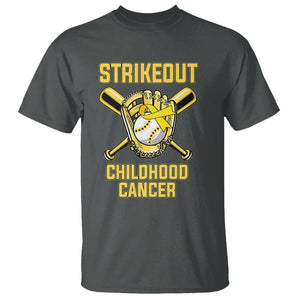 Childhood Cancer Awareness T Shirt Strikeout Childhood Cancer Baseball Support Pediatric Cancer TS02 Dark Heather Printyourwear