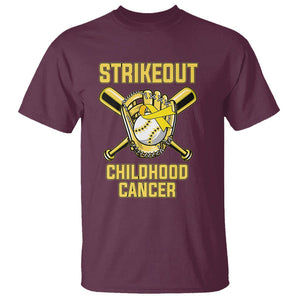 Childhood Cancer Awareness T Shirt Strikeout Childhood Cancer Baseball Support Pediatric Cancer TS02 Maroon Printyourwear
