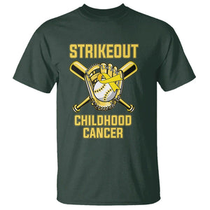 Childhood Cancer Awareness T Shirt Strikeout Childhood Cancer Baseball Support Pediatric Cancer TS02 Dark Forest Green Printyourwear